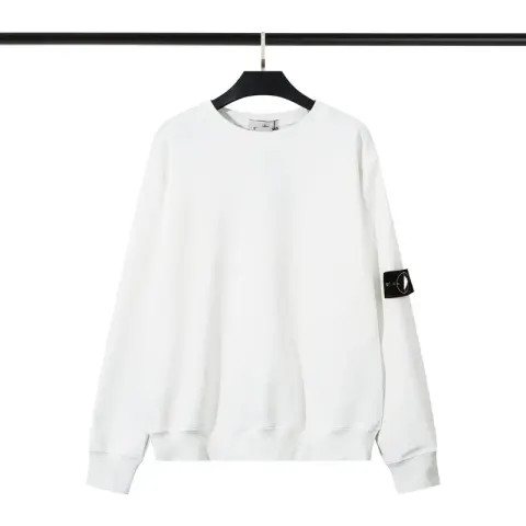 Stone Island Hoodie option 296 white fleece-lined