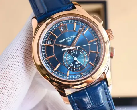 Patek Philippe Geneve Classic Watch With Leather Band option Rose Gold Shell-Blue Plate Blue Belt