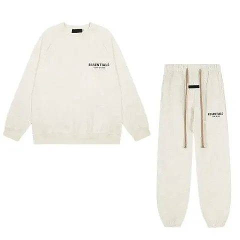Essentials Hoodie option Crewneck-Oat Ash Set