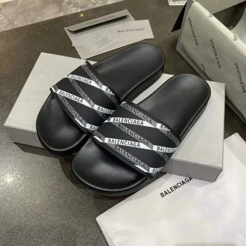Balenciaga Slides option black cross pattern