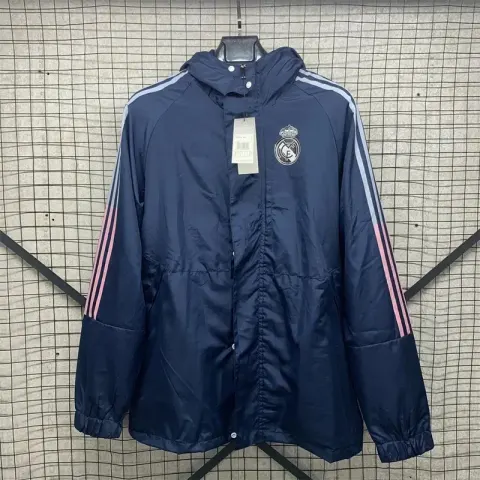 Vintage Jersey Hoodie Zip option Real Madrid hooded one-sided trench coat