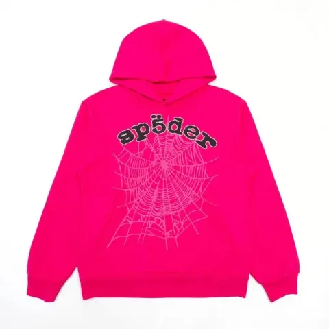Sp5der Pink Hoodie option rose red and black