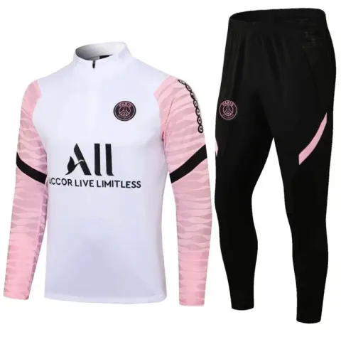 Football PSG Tracksuit option 2122 Paris white powder sleeves