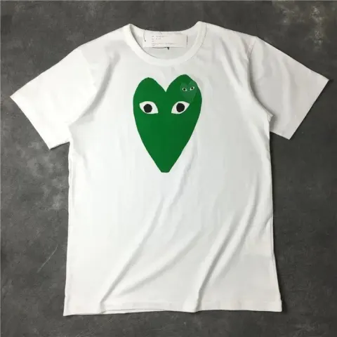 CDG T-Shirts option White Big Green Heart