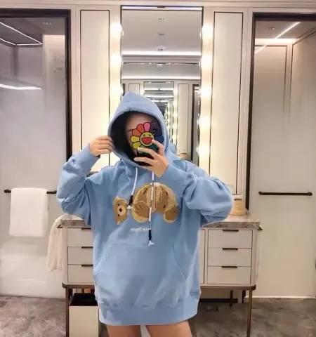 Palm Angels Hoodie option light blue brown correct terry