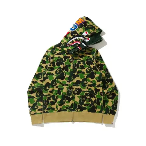Bape Shark Hoodie option S833 Double Cap Green
