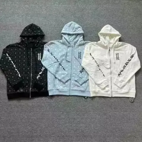 Chrome Hearts Zip Up Hoodies option 5021 black