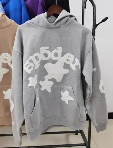 Sp5der Pink Hoodie option Grey Star