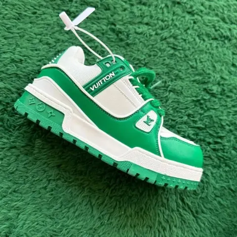 LV Trainers White Signature (Budget) option Fat Ding SNEAKER GREEN