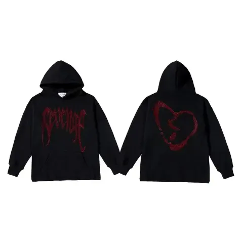 Revenge Hoodie option Black and red hot diamonds
