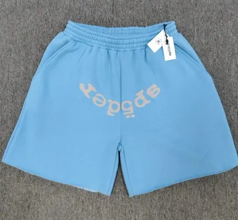 Sp5der Shorts option blue and gray letters