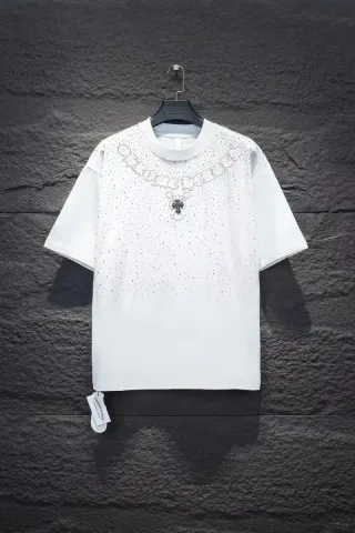 Chrome Hearts Shiny Tee With Rhinestones option White