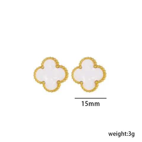 Vancleef Necklace option 6606 white shell earrings 1.5CM