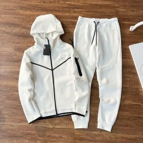 Nike Tech Fleece Black Hoodie option white suit