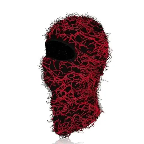 Yeat Mask option red whiskers on black background