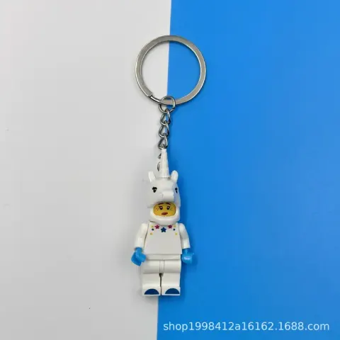 Lego Keychain Pendants option White Unicorn