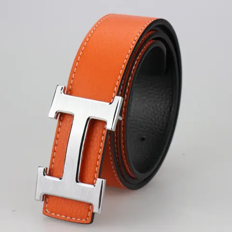 Budget Hermes Belt option H silver buckle flat orange belt