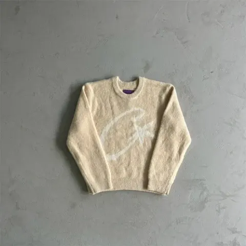 Corteiz Knit Sweater option Big C Beige Sweater