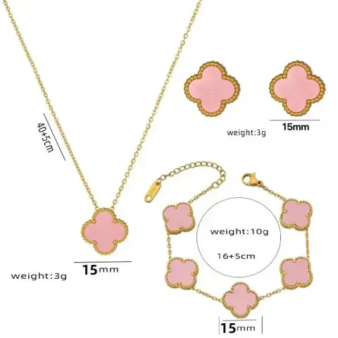 Vancleef Necklace option 913-1 three-piece set of 1.5CM powder sh