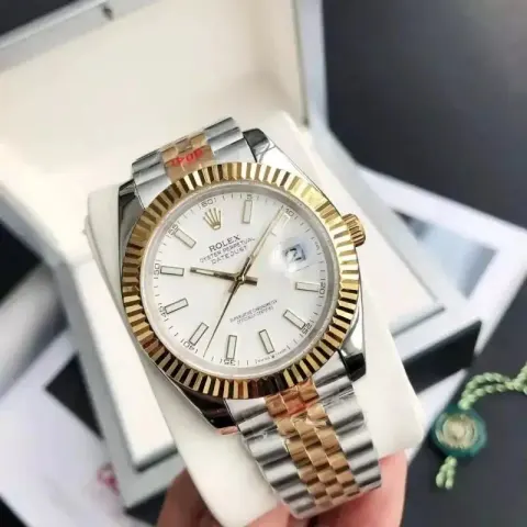 Rolex option Gold White Plate  Five Bead Strap Mineral Reinforced Mirror Glass