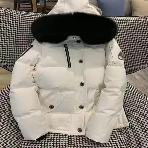 Moose Knuckles Jacket option Rice white-black fur collar