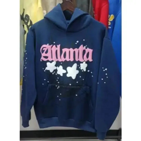 Sp5der Pink Hoodie option Navy Blue