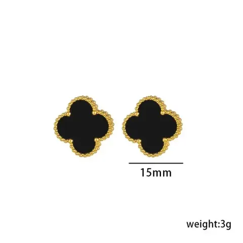 Vancleef Necklace option 6606 black shell earrings 1.5CM