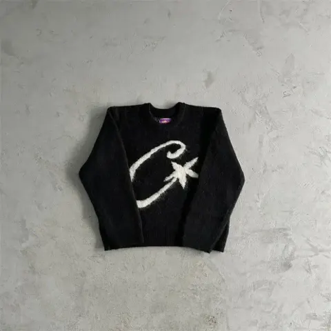 Corteiz Knit Sweater option Big C Black Sweater