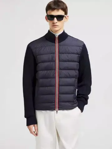 Moncler Padded Cotton Zip-Up Cardigan option Tibetan blue