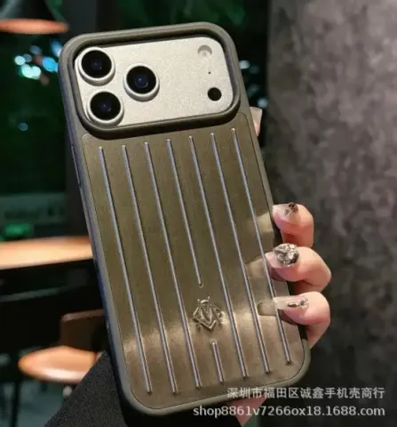 Rimowa iPhone Cases 12-16 Pro Max option Classic Green Gold-with packaging