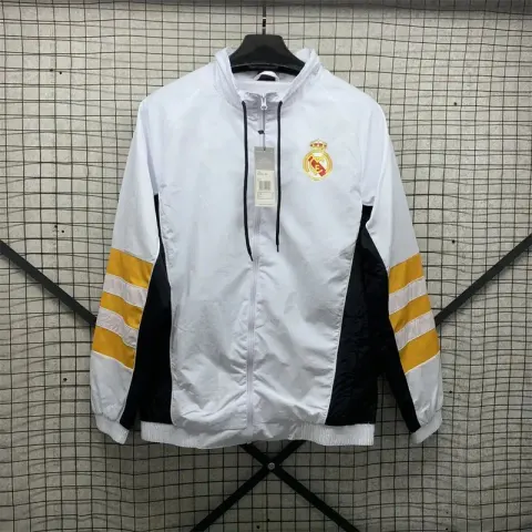 Vintage Jersey Hoodie Zip option New white Real Madrid single-sided trenc