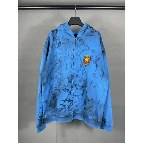 Balenciaga Blue Skater Graffiti Hoodie option lake blue