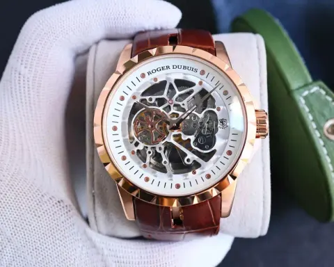 Roger Dubuis Skeleton Watch option Rose Gold Shell  White Plate Coffee Skin
