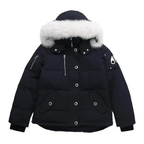 Moose Knuckles Jacket option navy blue-white fur collar
