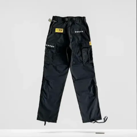 Corteiz Classic Cargo Black White Logo Pants option Five-star tooling