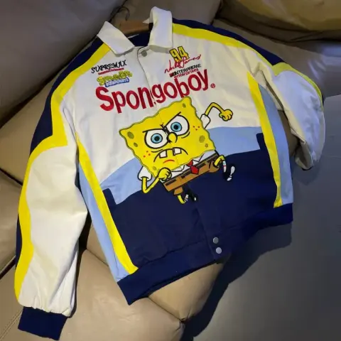 Supreme SpongeBob SquarePants Jeff Hamilton Racing Jacket option White-Spring/Autumn Style
