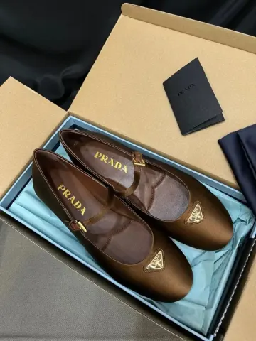 Prada Leather Ballerina Shoes option Champagne gold