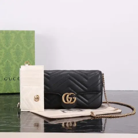 Gucci GG Marmont Bag option black bag white card