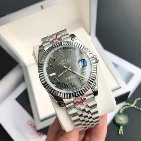 Rolex option Silver-Shell Green Compass-Five-Bead Steel Strip Mineral-Reinforced Mirror Glass