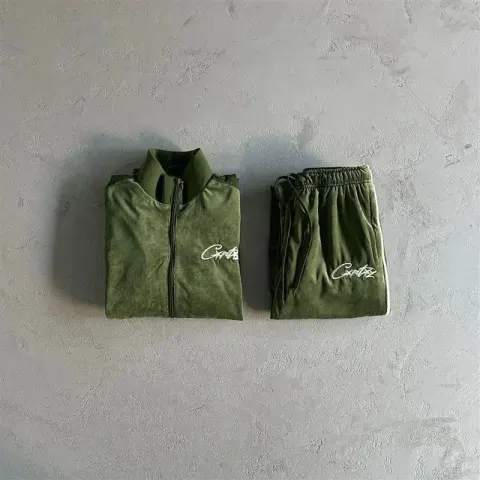 Corteiz Tracksuit Top option Green velvet suit