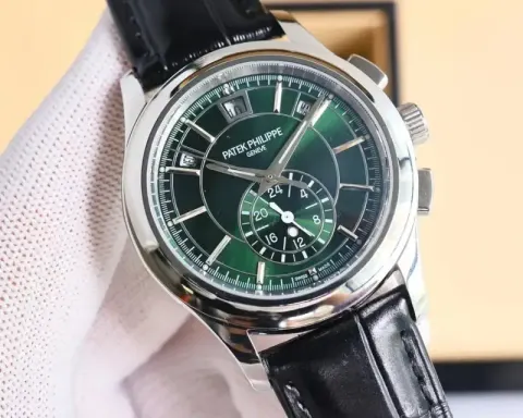 Patek Philippe Geneve Classic Watch With Leather Band option Silver Shell-Green Black Belt