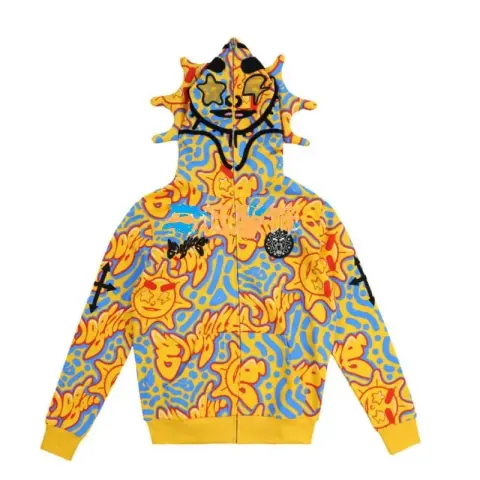 Glo Full Zip-Up Hoodie option LL6 polyester printing is not pure cotton