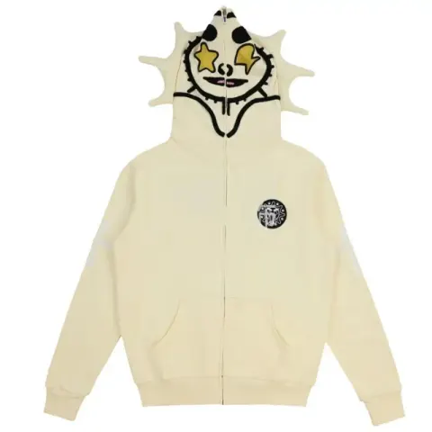 Glo Full Zip-Up Hoodie option LL9 polyester printing is not pure cotton