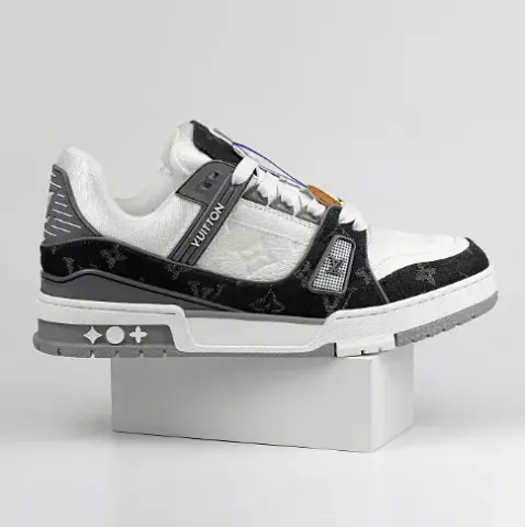 LV Trainers Monogram Black Denim Sneakers option 02