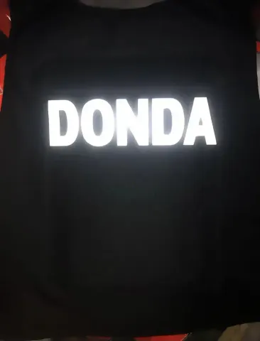 Kanye Donda Rapper Vest option Black reflective M with letters below 16