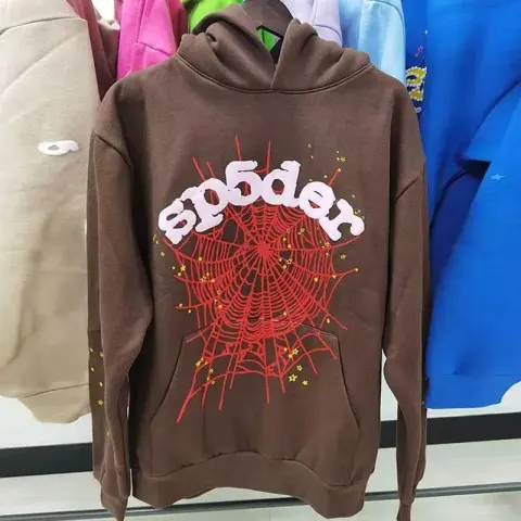 Sp5der Pink Hoodie option Dark brown