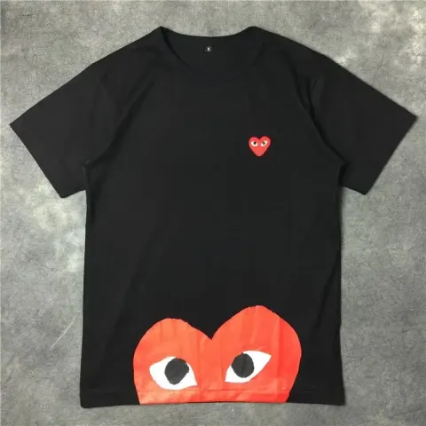 CDG T-Shirts option Black Half Red Heart
