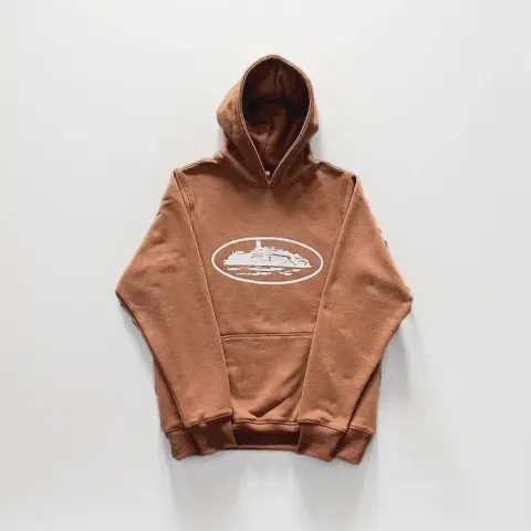 Corteiz Alcatraz Hoodie option brown white label