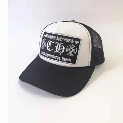 Chrome Hearts Caps option CH curved eaves black and white