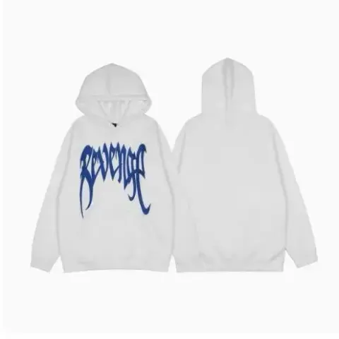 Revenge Hoodie option White and blue embroidery style